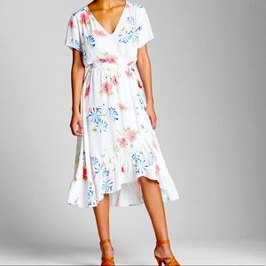 Gap White Floral Faux Wrap Dress NWT